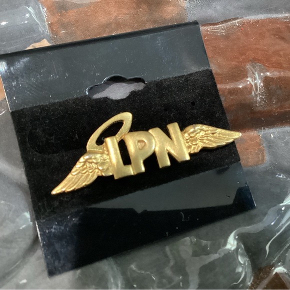 🟡 Vintage - JJ Jonette Gold Tone “LPN Angel Halo” Lapel Pin - Excellent - Picture 3 of 8